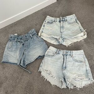 Garage Light Blue Distressed Jean Shorts Trio